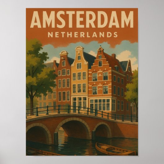 Amsterdam Nederland Oude Kanaalzicht Poster (Voorkant)