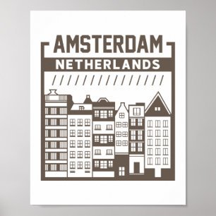 Amsterdam Nederland Ouderwetse Stadsgezichten Poster