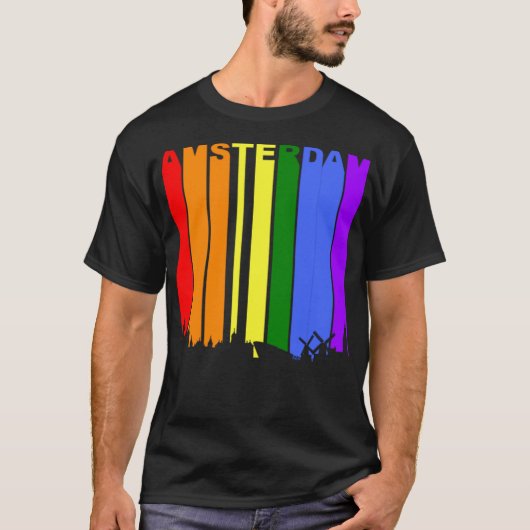 Amsterdam Nederland Rainbow LGBT Gay Pride T-shirt (Voorkant)