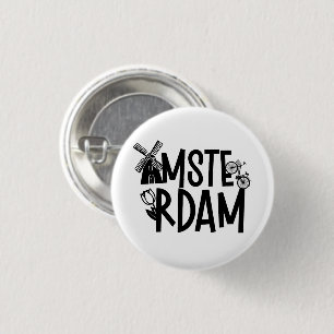 Amsterdam Nederland Reis Souvenir Ronde Button 3,2 Cm