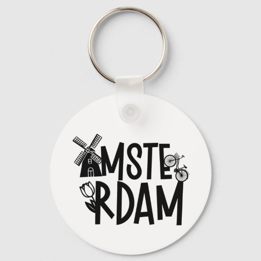 Amsterdam Nederland Reis Souvenir Sleutelhanger (Voorkant)