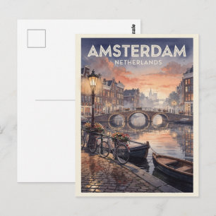 Amsterdam Nederland Reis uit het verleden Briefkaart