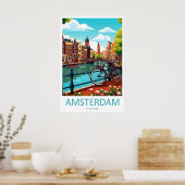 Amsterdam Nederland Reisposter Vintage Ski Poster (Keuken)