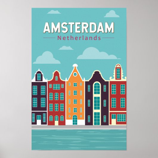 Amsterdam Nederland Reizen Kunst Vintage Poster (Voorkant)