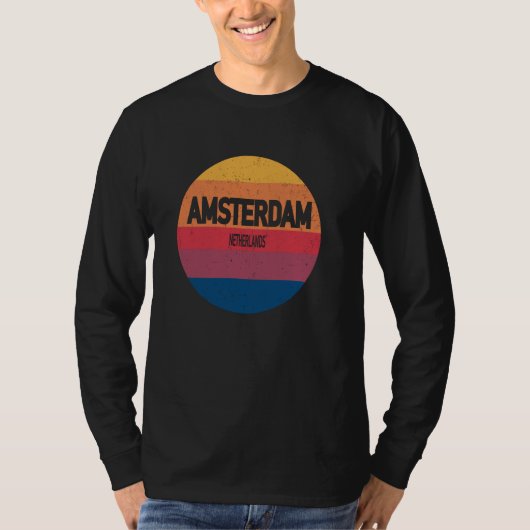 Amsterdam Nederland Retro Sunset Souvenir T-shirt (Voorkant)