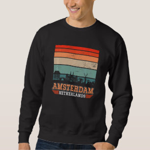 Amsterdam Nederland Retro Vintage Sunset Skyline Trui