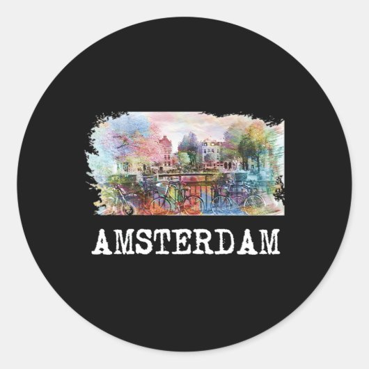 Amsterdam Nederland Ronde Sticker (Voorkant)