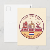 Amsterdam Nederland Skyline Embleem Briefkaart (Voorkant / Achterkant)
