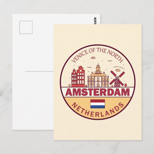 Amsterdam Nederland Skyline Embleem Briefkaart (Voorkant / Achterkant)