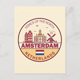 Amsterdam Nederland Skyline Embleem Briefkaart