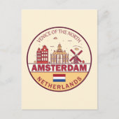 Amsterdam Nederland Skyline Embleem Briefkaart (Voorkant)