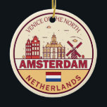 Amsterdam Nederland Skyline Embleem Keramisch Ornament<br><div class="desc">Amsterdam minimalistisch,  kleurrijk kunstontwerp met monumenten en bezienswaardigheden van de stad in Nederland.</div>