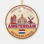 Amsterdam Nederland Skyline Embleem Keramisch Ornament (Voorkant)