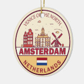 Amsterdam Nederland Skyline Embleem Keramisch Ornament (Links)