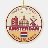 Amsterdam Nederland Skyline Embleem Keramisch Ornament (Achterkant)