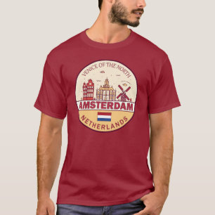 Amsterdam Nederland Skyline Embleem T-shirt