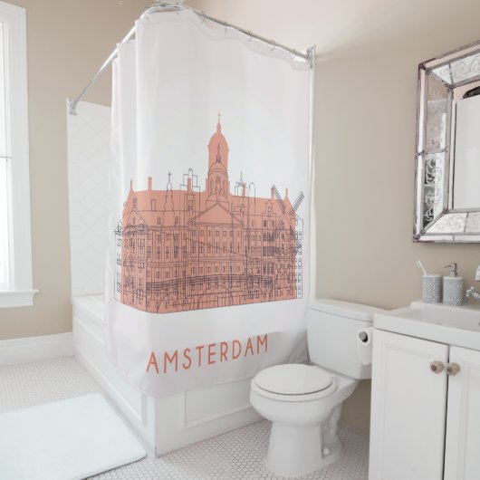 Amsterdam, Nederland | Skyline of Landmarks Douchegordijn (In situ)