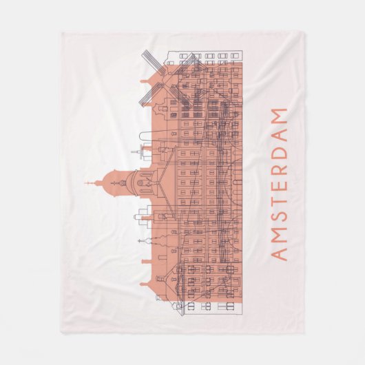 Amsterdam, Nederland | Skyline of Landmarks Fleece Deken (Voorkant)