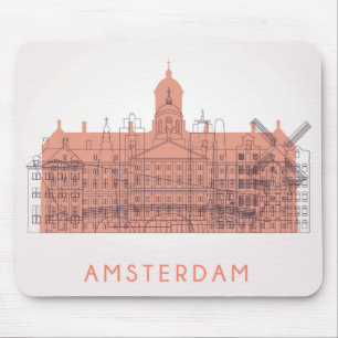 Amsterdam, Nederland Skyline of Landmarks Muismat