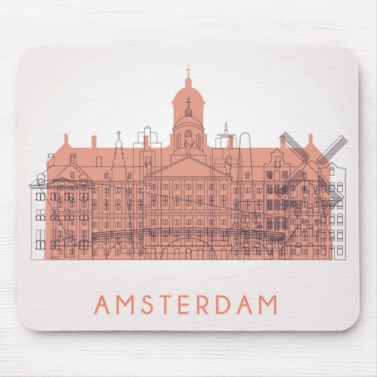 Amsterdam, Nederland | Skyline of Landmarks Muismat (Voorkant)