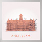 Amsterdam, Nederland | Skyline of Landmarks Poster (Voorkant)