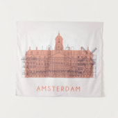 Amsterdam, Nederland | Skyline of Landmarks Wandkleed (Voorkant (horizontaal))