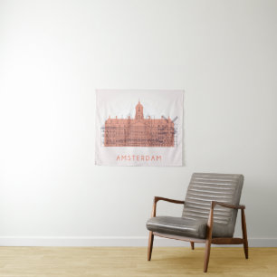 Amsterdam, Nederland   Skyline of Landmarks Wandkleed