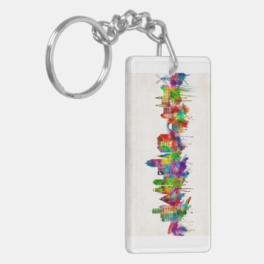 Amsterdam Nederland Skyline Sleutelhanger (Voorkant Links)