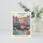 Amsterdam Nederland Stad Reizen Fiets Briefkaart (Staand voorkant)