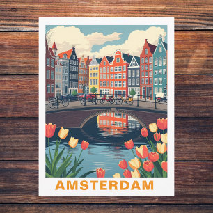 Amsterdam Nederland Stad Reizen Fiets Briefkaart