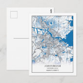Amsterdam Nederland Stadskaart Eenvoudig Briefkaart (Voorkant / Achterkant)