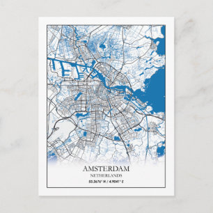 Amsterdam Nederland Stadskaart Eenvoudig Briefkaart
