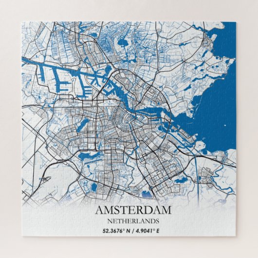 Amsterdam Nederland Stadskaart Eenvoudig Legpuzzel (Verticaal)