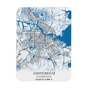 Amsterdam Nederland Stadskaart Eenvoudig Magneet