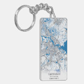 Amsterdam Nederland Stadskaart Eenvoudig Sleutelhanger (Voorkant Links)