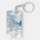 Amsterdam Nederland Stadskaart Eenvoudig Sleutelhanger (achterkant)