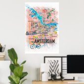 Amsterdam Nederland Stadskaart Poster (Thuiskantoor)