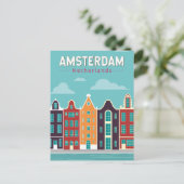 Amsterdam Nederland Travel Art Vintage Briefkaart (Staand voorkant)