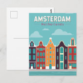 Amsterdam Nederland Travel Art Vintage Briefkaart (Voorkant / Achterkant)