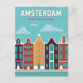 Amsterdam Nederland Travel Art Vintage Briefkaart (Voorkant)