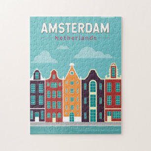 Amsterdam Nederland Travel Art Vintage Legpuzzel