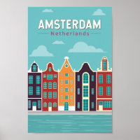 Amsterdam Nederland Travel Art Vintage
