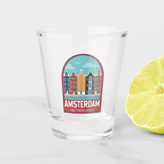 Amsterdam Nederland Travel Art Vintage Shot Glas (Voorkant)