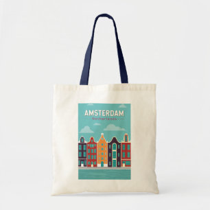Amsterdam Nederland Travel Art Vintage Tote Bag