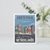 Amsterdam Nederland Travel Place Illustratie Briefkaart (Staand voorkant)