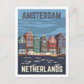 Amsterdam Nederland Travel Place Illustratie Briefkaart (Voorkant)