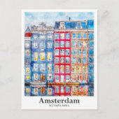 Amsterdam Nederland Travel Waterverf Hand getekend Briefkaart (Voorkant)
