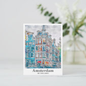 Amsterdam Nederland Travel Waterverf Hand getekend Briefkaart (Staand voorkant)