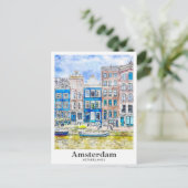 Amsterdam Nederland Travel Waterverf Hand getekend Briefkaart (Staand voorkant)