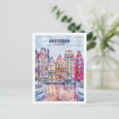 Amsterdam Nederland Travel Waterverf Sketch Briefkaart (Staand voorkant)